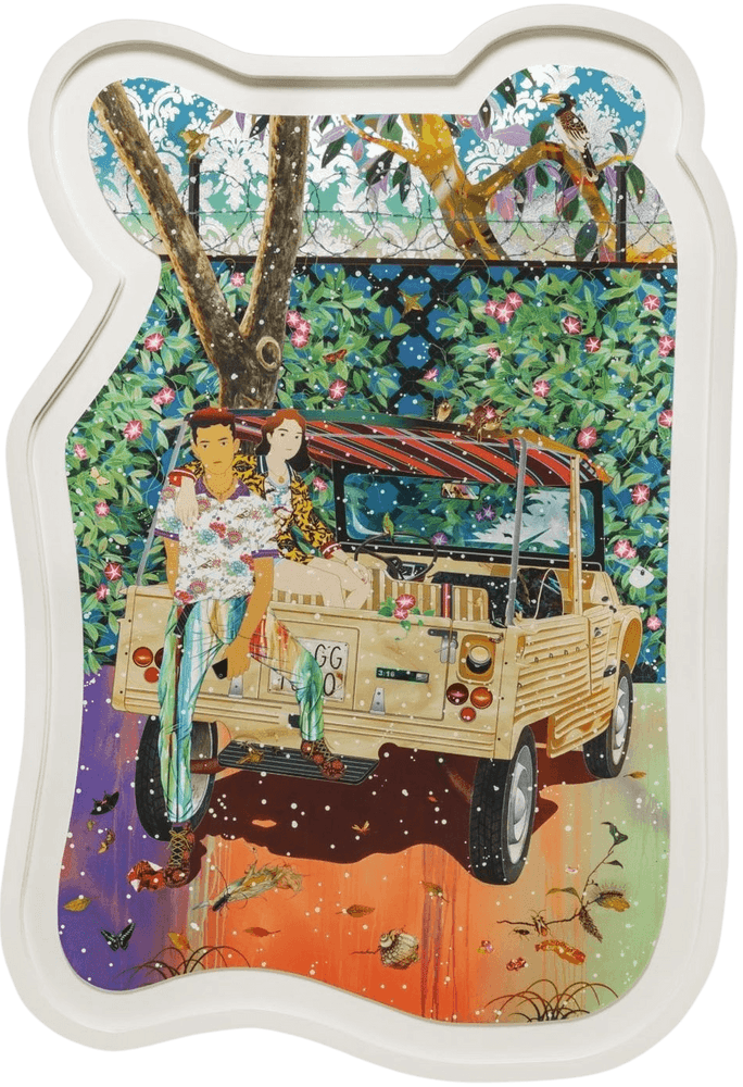 Tomokazu Matsuyama, ‘20 Dollar Cold Cold Heart’, 2021, Print, Digital and screenprint hybrid with silver leaf details and a high gloss varnish coating, printed on 410gsm Somerset Enhanced Satin paper cut to the artwork's curved shape, Avant Arte, Numbered, Dated, Framed