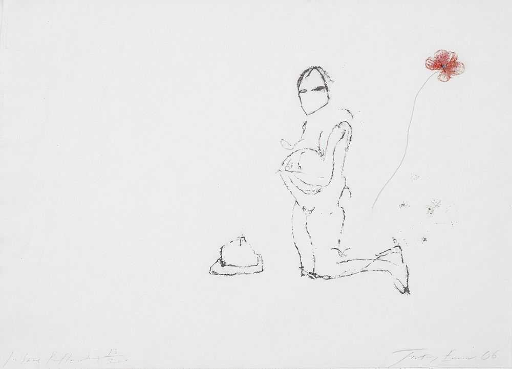 Tracey Emin, ‘Insane Reflection’, 2006, Print, screenprint on cotton with fabric flower and hand stitched line, Counter Editions, Numbered, Dated