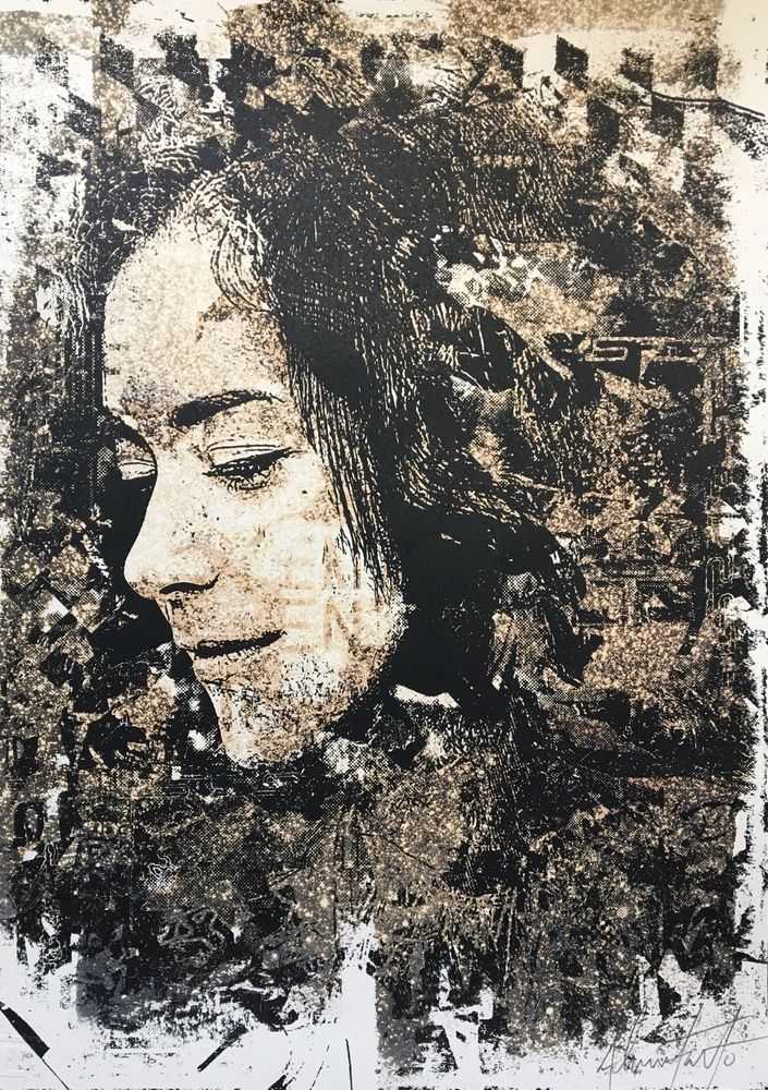 Vhils, ‘Bleach’, 2017, Print, One colour hand pulled screenprint using bleach on hand painted inks, Underdogs Gallery, Numbered, Handfinished