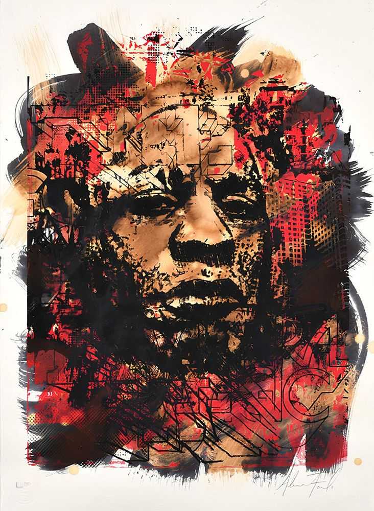 Vhils, ‘Deface’, 2010, Print, 2 colours screenprint and a last layer of ink and bleach handpainted on Sennelier paper 200gr, Underdogs Gallery, Numbered, Handfinished