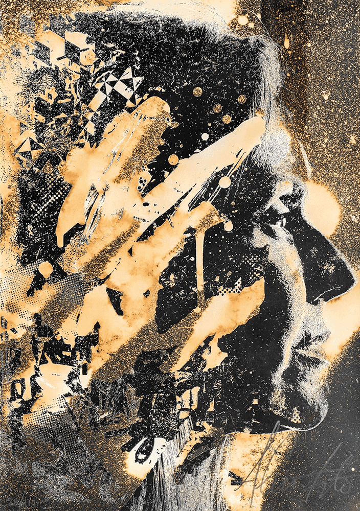 Vhils, ‘Drip’, 13-04-2021, Print, screenprint ink, Quink ink, bleach and acid. Hand-finished on Keaykolour Original China White 300 g/m2 paper, Underdogs Gallery, Numbered, Handfinished