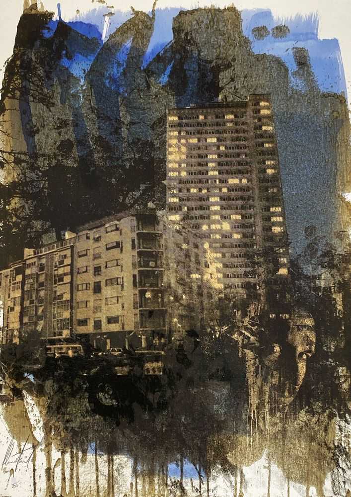 Vhils, ‘Periferia Uniforme’, 2009, Print, Multilayered print using drawing inks, bleach, screenprint inks and varnish, Pictures On Walls, Numbered, Handfinished