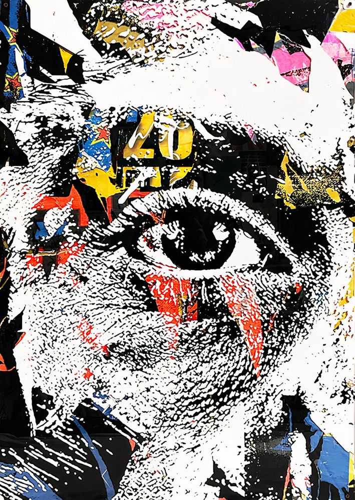 Vhils, ‘Visual Agnosia 01’, 2021, Print, 2 colours screenprint on plexiglass, epoxy varnish, advertising posters collected from the streets on wood, Studiocromie, Numbered, Handfinished