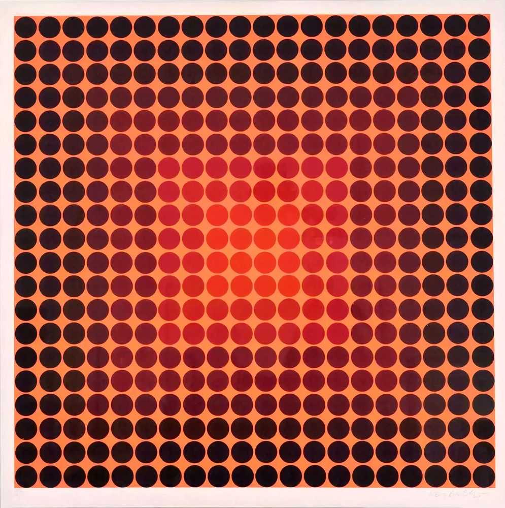 Victor Vasarely, ‘Black Dots on Orange’, 1965, Print, Silkscreen, null, Numbered