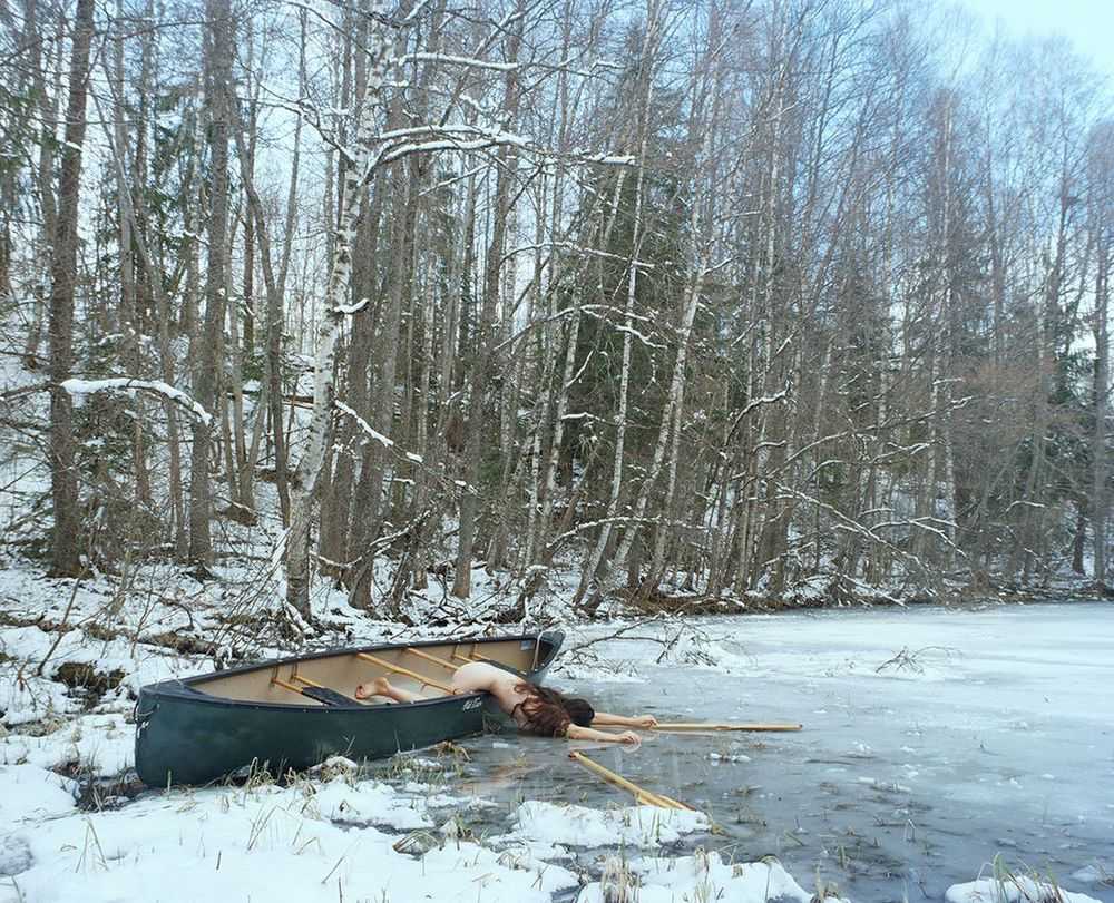 Vikram Kushwah, ‘Woman in Boat on Frozen Lake (Large)’, 2017, Print, Hahnemühle Photorag fine art cotton paper., null, Numbered