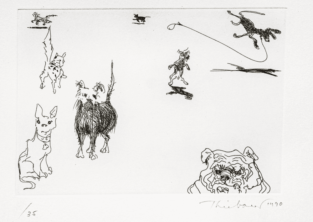 Wayne Thiebaud, ‘Eight Dogs’, 1990, Print, Etching on Somerset paper, Crown Point Press, 