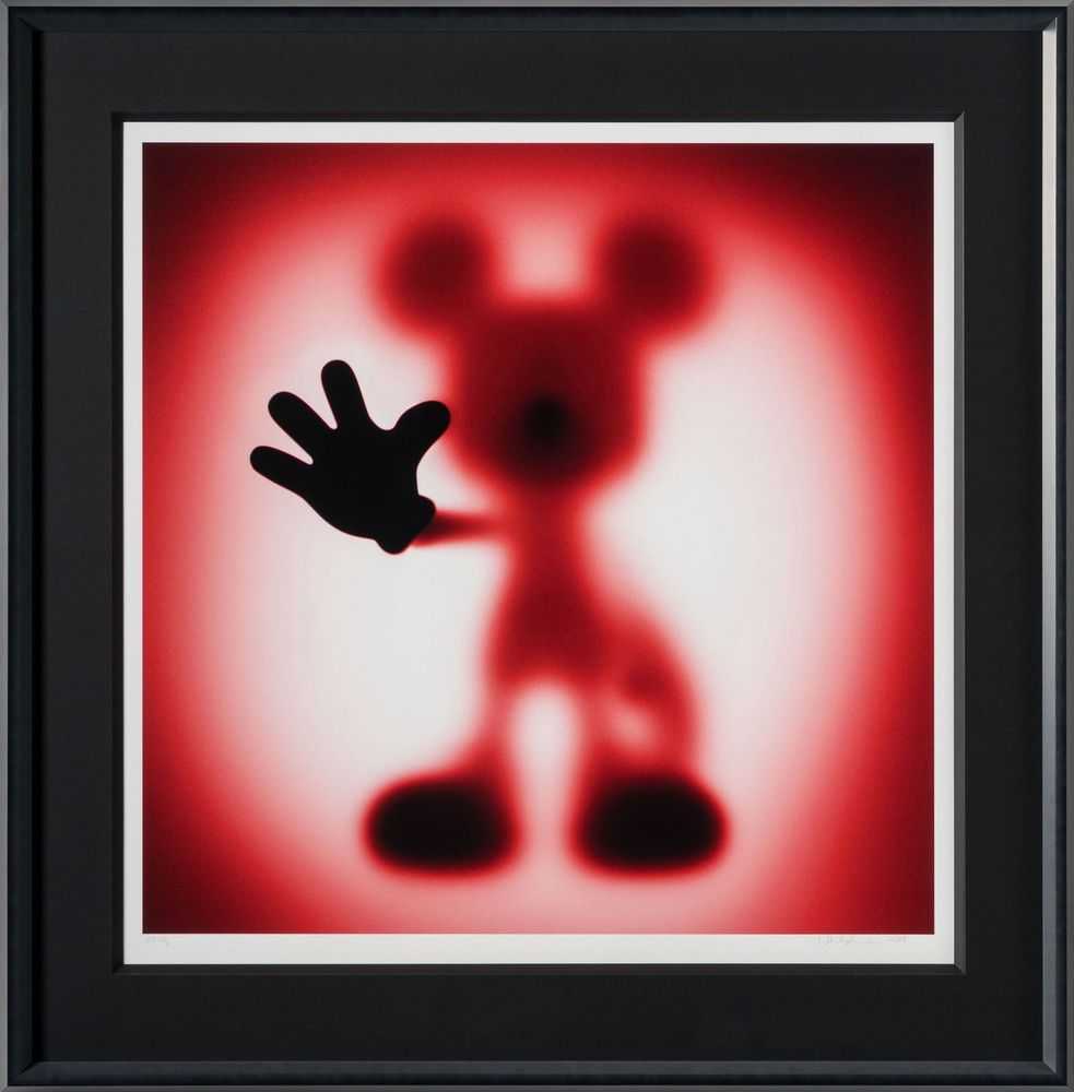 Whatshisname (Sebastian Burdon), ‘Gone Mickey Red - Large’, 2021, Print, This artwork is a Flat Bed Giclée Fine Art Print on Torn Edge Moulin 300 gsm paper which is floated on a black mount, Castle Fine Art, Numbered, Framed