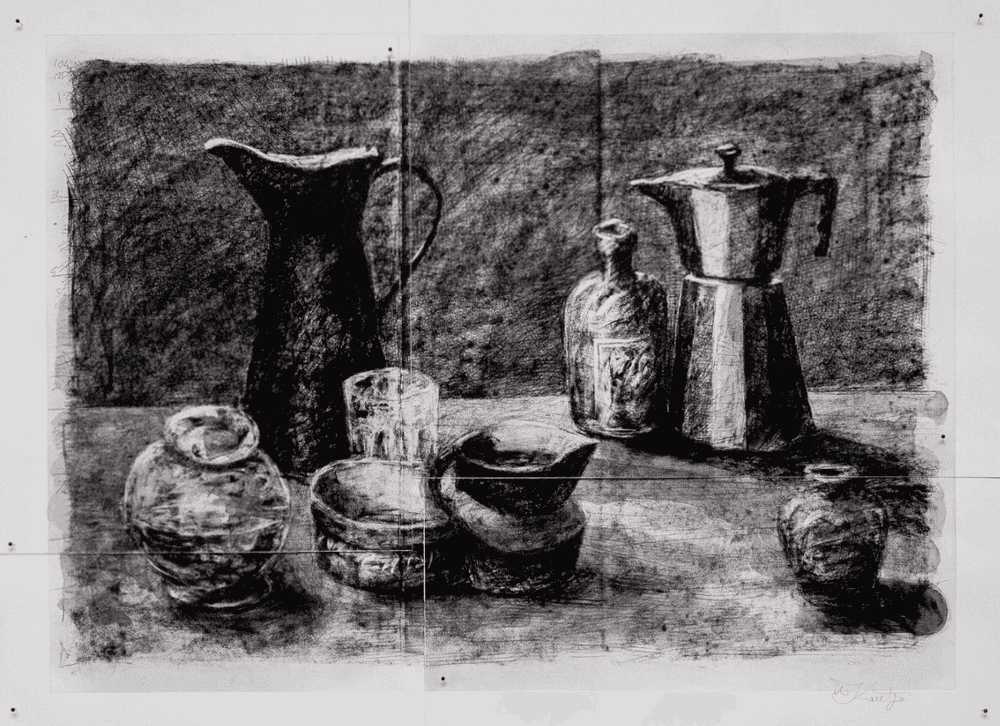 William Kentridge, ‘Eight Vessels’, 2021, Print, 4-plate photogravure with hand painting on 4 sheets of overlapping Hahnemühle Natural White, 300gsm paper. Pinned using 11 round 1/8 inch matte black map pins, null, 