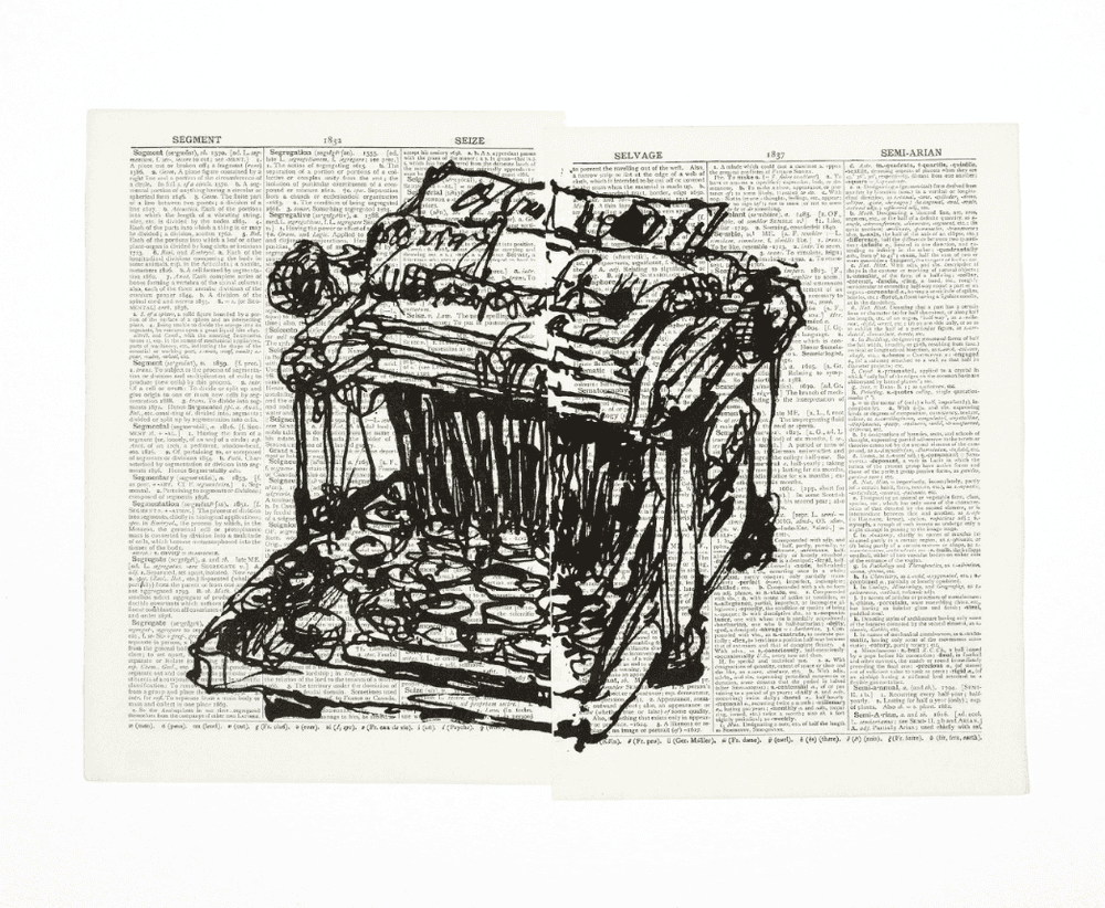 William Kentridge, ‘Universal Archive (Ref.61)’, 2012, Print, Linocut printed on Shorter Oxford English Dictionary, null, 