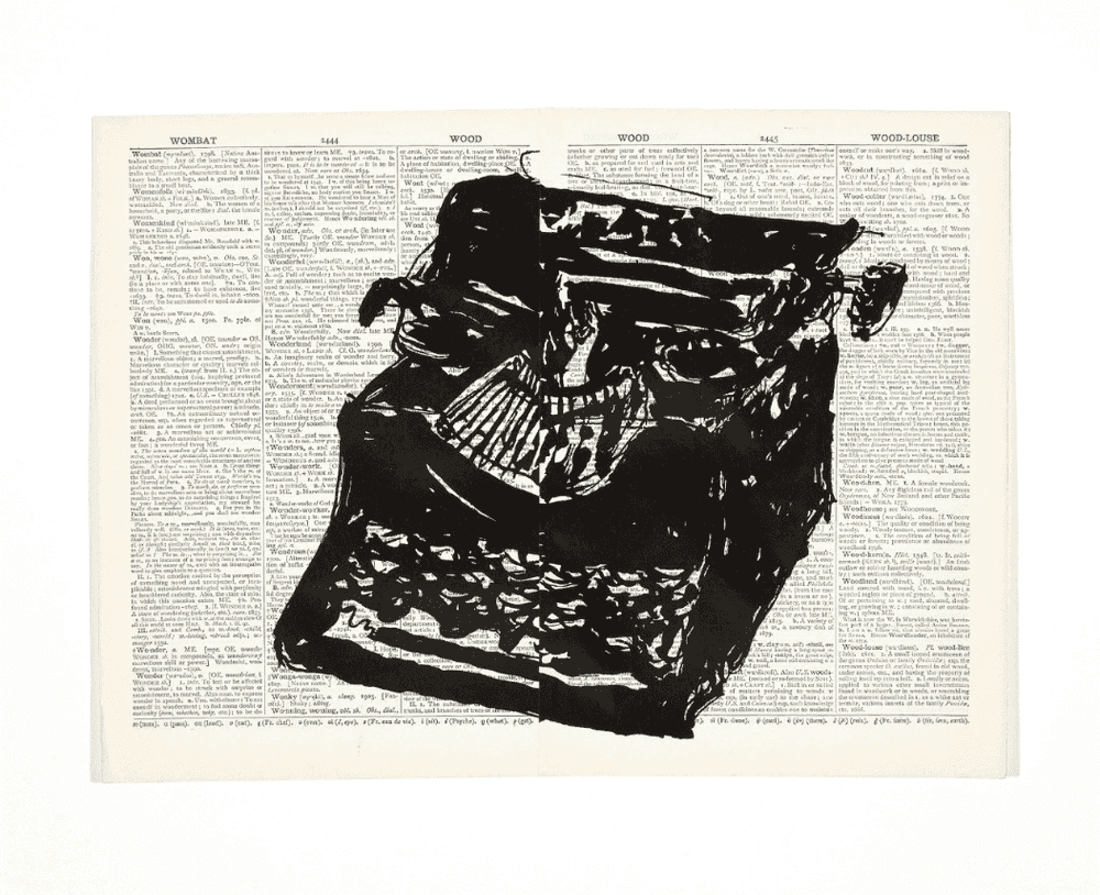William Kentridge, ‘Universal Archive (Ref.63)’, 2012, Print, Linocut printed on Shorter Oxford English Dictionary, null, 