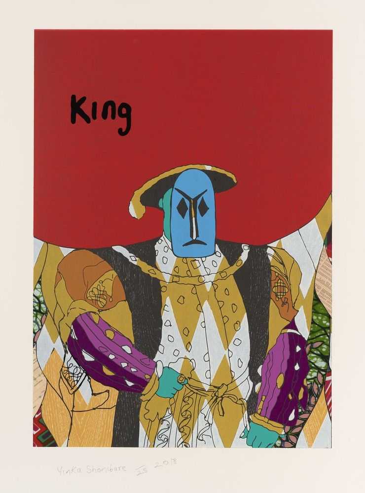 Yinka Shonibare, ‘King’, 2018, Print, Relief print with woodblock and fabric collage on Somerset Tub Sized Satin 410gsm paper, Cristea Roberts Gallery, Numbered, Dated