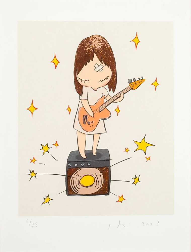 Yoshitomo Nara, ‘Guitar Girl’, 2004, Print, Lithograph in colours, on Japanese paper with chine collé to Arches paper, with full margins, KIDO Press, Numbered, Dated