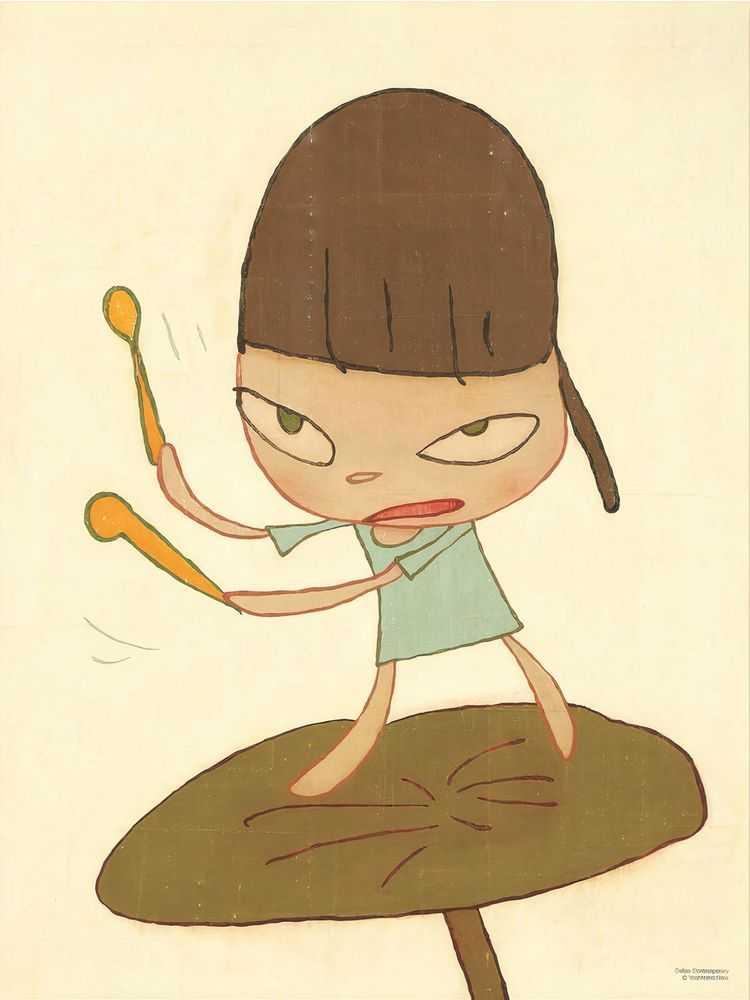 Yoshitomo Nara, ‘Marching On A Butterbur Leaf’, 01-10-2019, Print, Offset lithograph on 80# archival quality paper, Dallas Contemporary, 