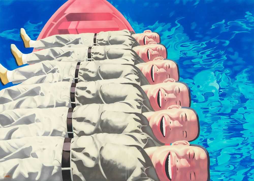 Yue Minjun, ‘Red Boat’, 2009, Print, Lithograph, Delight Editions, Numbered