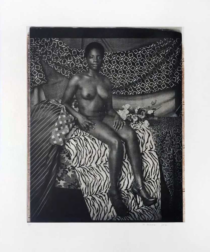Mickalene Thomas, ‘Portrait of Marie Sitting in Black and White’, 2012, Print, Photogravure, on Chine-collé to wove paper, with full margins, null, Numbered, Dated