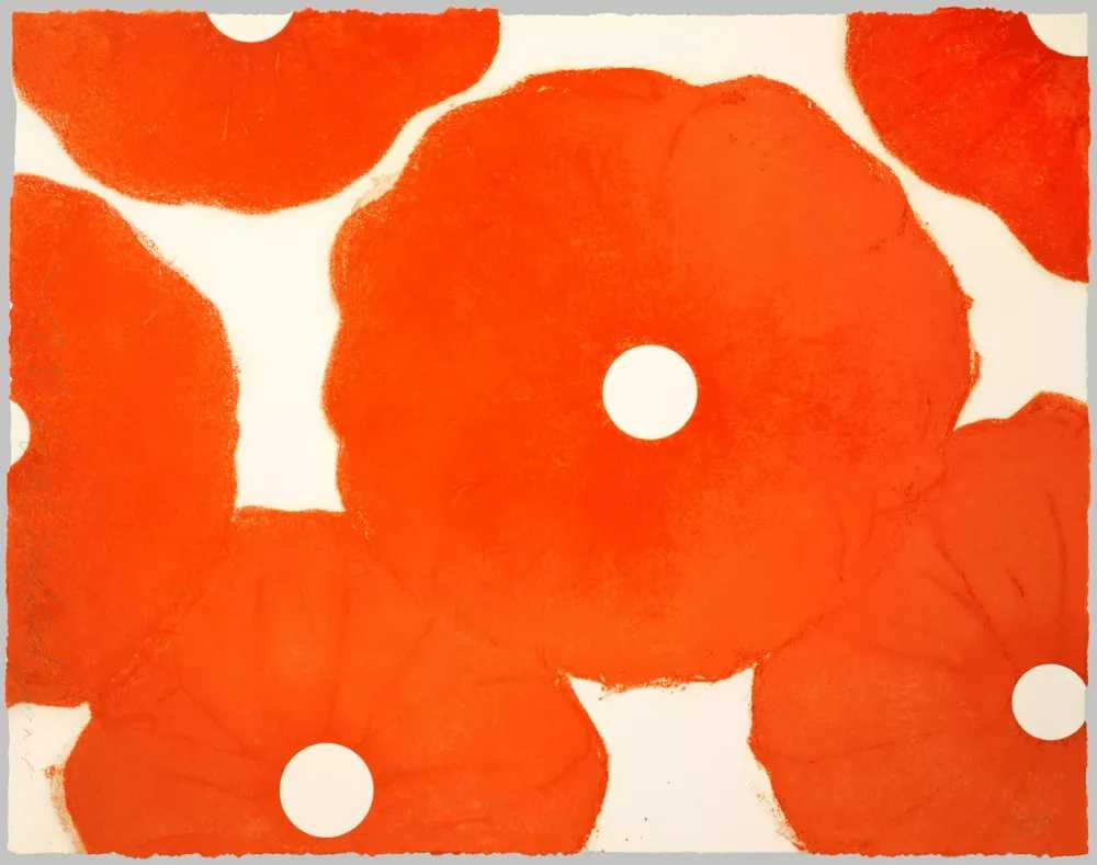 Donald Sultan, ‘Six Red Poppies’, 1999, Print, Woodcut in colors of wove paper, Tyler Graphics Ltd., Mount Kisco, New York, Numbered, Dated