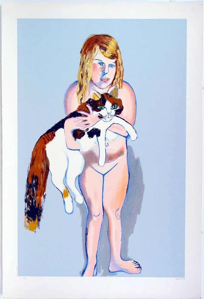 Alice Neel, ‘Victoria and The Cat’, 1981, Print, Lithograph and silkscreen, null, Numbered