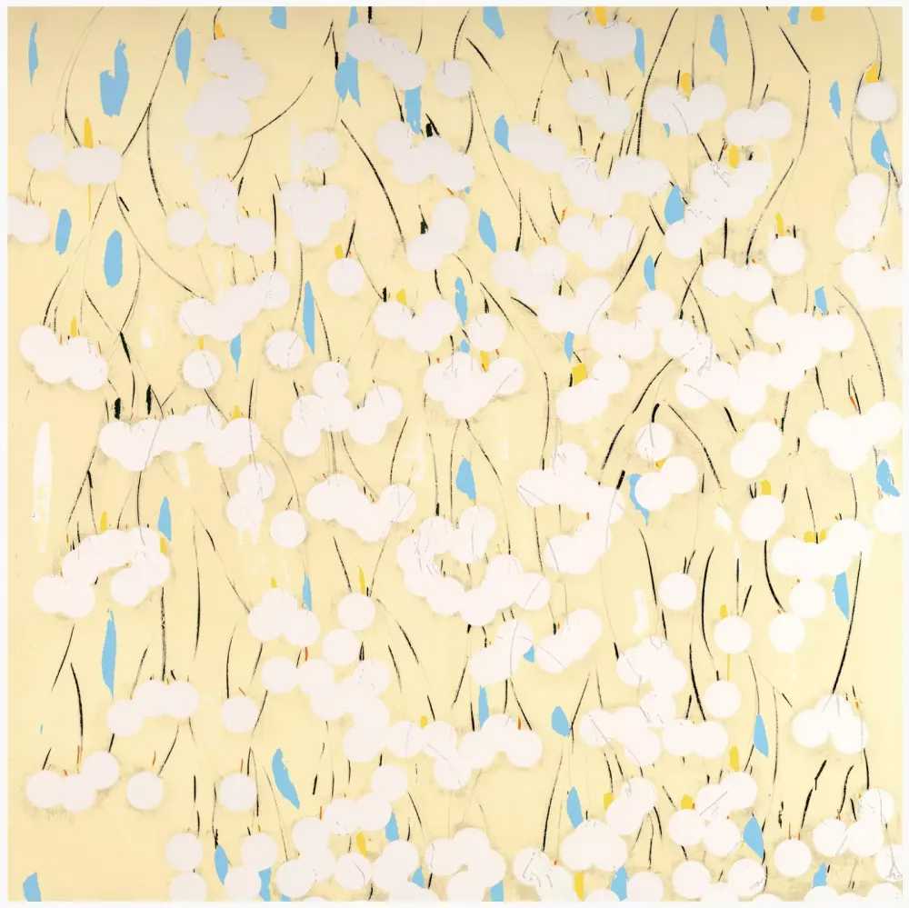 Donald Sultan, ‘White Mimosa’, 2021, Print, Color screenprint with enamel inks & flocking on Rising 4-ply museum board, null, Numbered