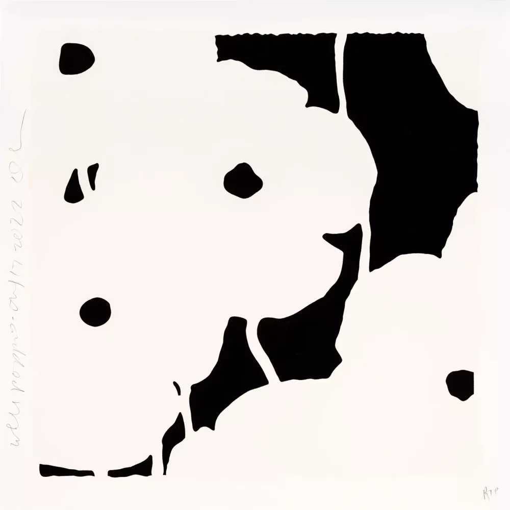 Donald Sultan, ‘White Poppies, Aug. 17, 2022’, 2022, Print, Color Silkscreen with Enamel Inks and Flocking on 2-Ply Museum Board, null, Dated