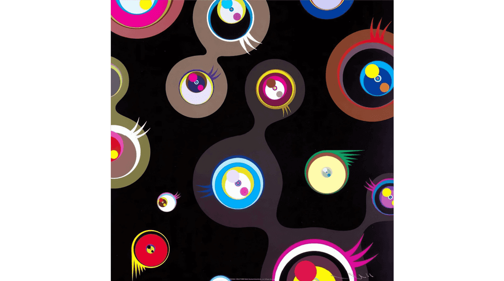 Takashi Murakami, ‘Jellyfish Eyes (Black 2)’, 2011, Print, 4c offset print + special silver, Kaikai Kiki, Numbered, Handfinished