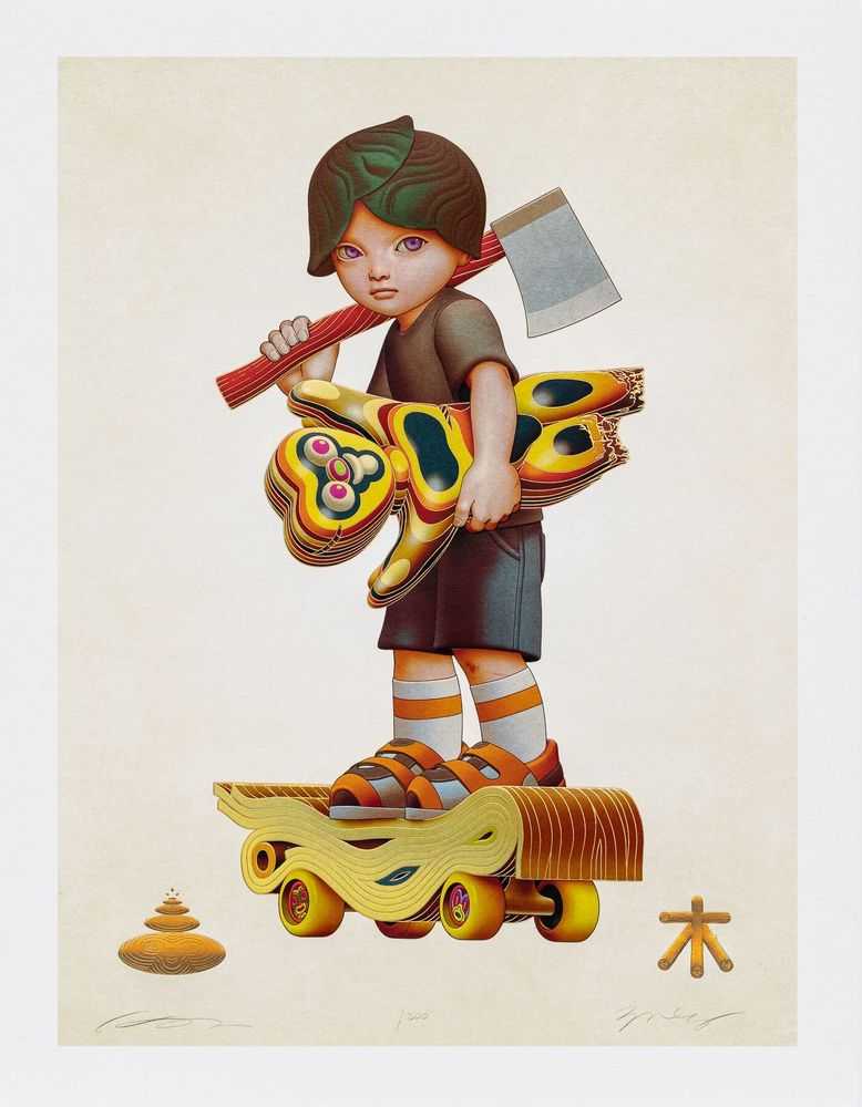 James Jean, ‘Trespassers’, 2023, Print, Archival pigment print with embossing and metallic foil embellishments on 310 gsm cotton Hahnemühle Fine Art paper, printed by Lamina, Avant Arte, 