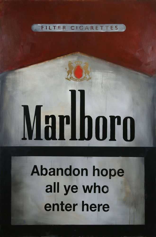 Epi, ‘Marlboro, Abandon Hope All Ye Who Enter Here’, 2022, Original, Acrylic on canvas painting, null, Dated
