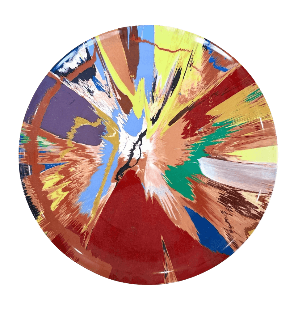 Damien Hirst, ‘Spin Plate (print on bone china) N-Chloroacetyl-l-phenylalanine (PFS) Crystalline, 1997’, 2012, Print, Transfer print on bone china ceramic of 1997 painting, null, 