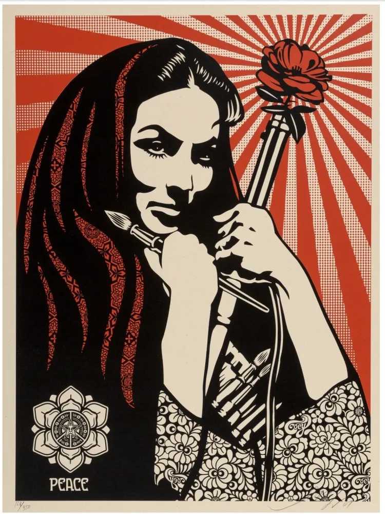 Shepard Fairey (Obey), ‘Revolutionary Woman with Brush’, 2007, Print, Screen print, Self Released, Numbered