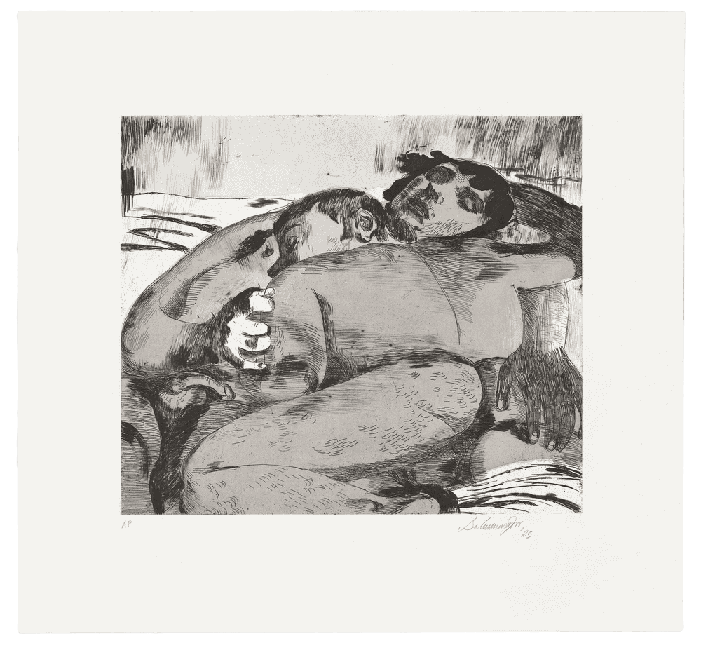 Salman Toor, ‘The Cuddlers’, 2025, Print, Intaglio on Arches En Tout Cas paper, null, Numbered, Dated