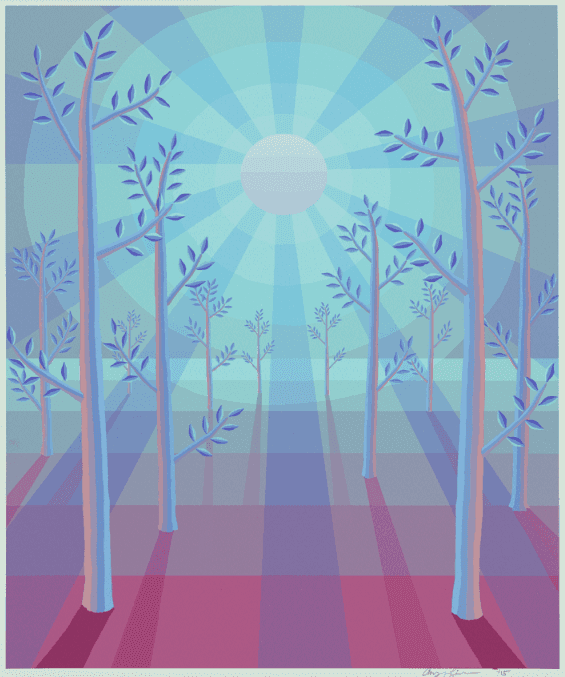 Trees and Moon Rays (Blue, Cyan and Magenta)