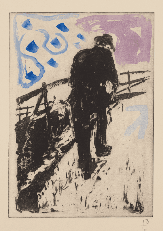 Artwork - Man Walking Up A Snowy Slope