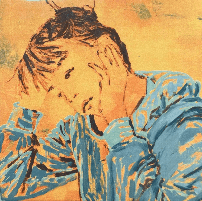 Artwork - Self-portrait at the Table (Orange) Tile