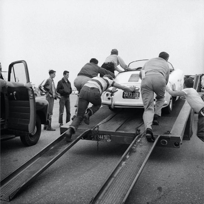 Artwork - James Dean Pushing Porsche at Car Rally