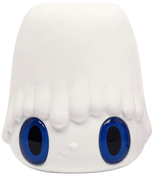 Artwork - Pot Pop Top' White Flower Vase (Blue Eyes)