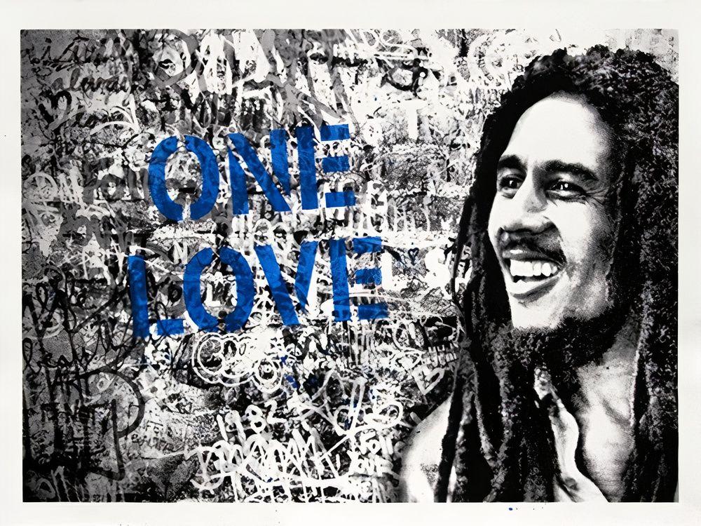 Artwork - Happy Birthday Bob Marley - One Love (Blue)
