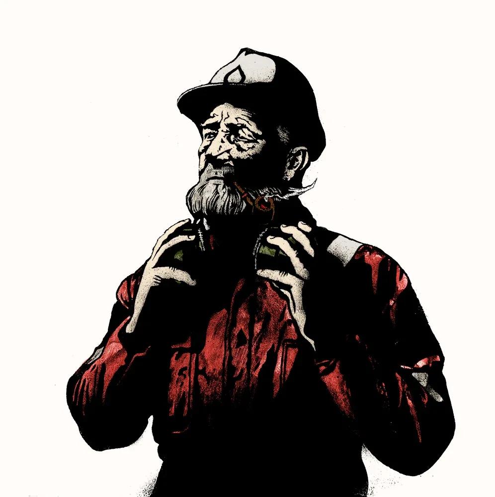 Artwork - Portrait Of A Pipe Smoking Fisherman (Red)