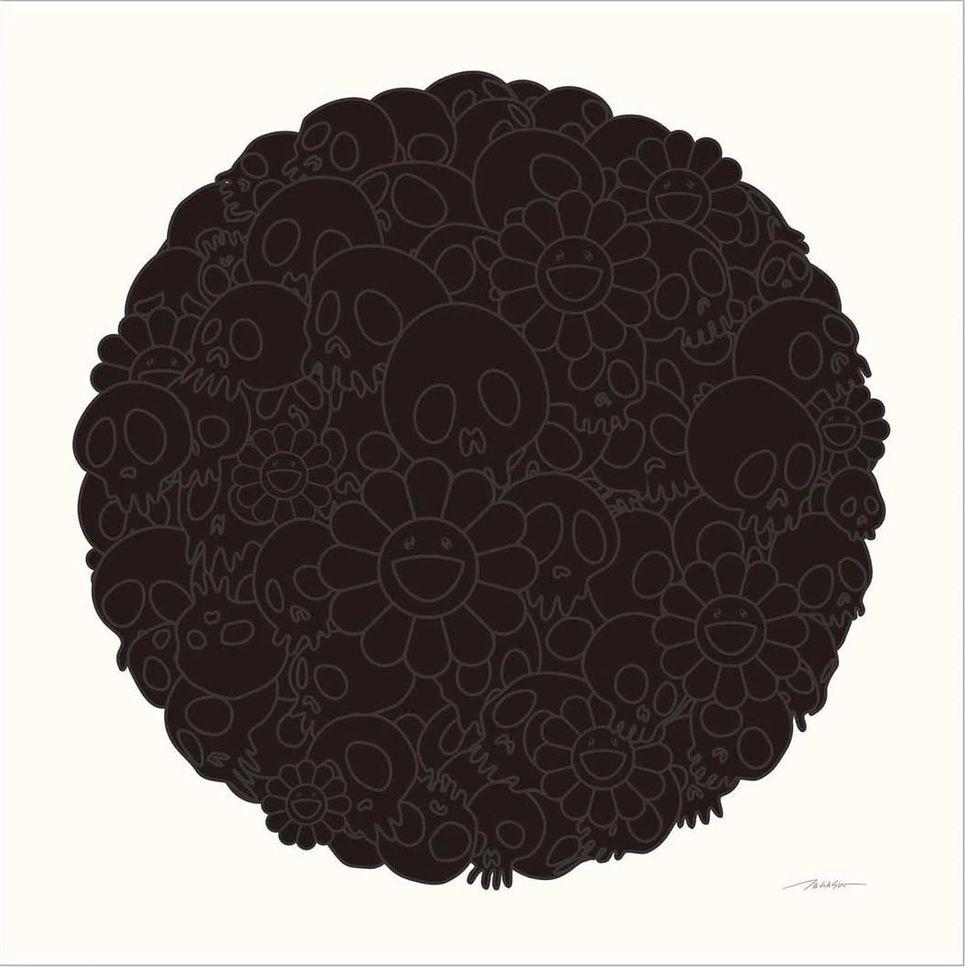 Artwork - Black Flowers & Skulls Round