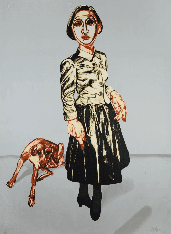 Artwork - Woman and Dog