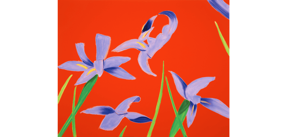 Artwork - Purple Irises on Red