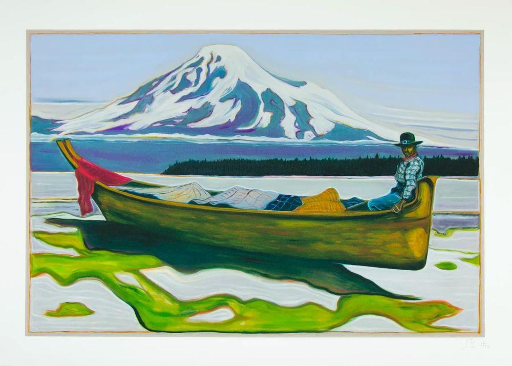 Artwork - Salish Canoe and Mount Tahoma