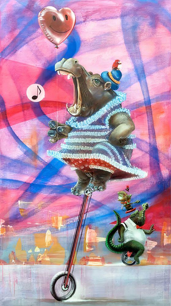 Artwork - 2 Unicycles passing in the night