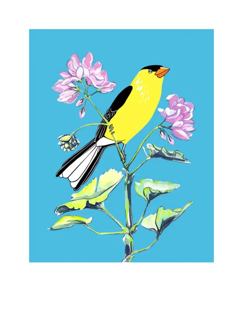 Artwork - American Goldfinch and Geranium