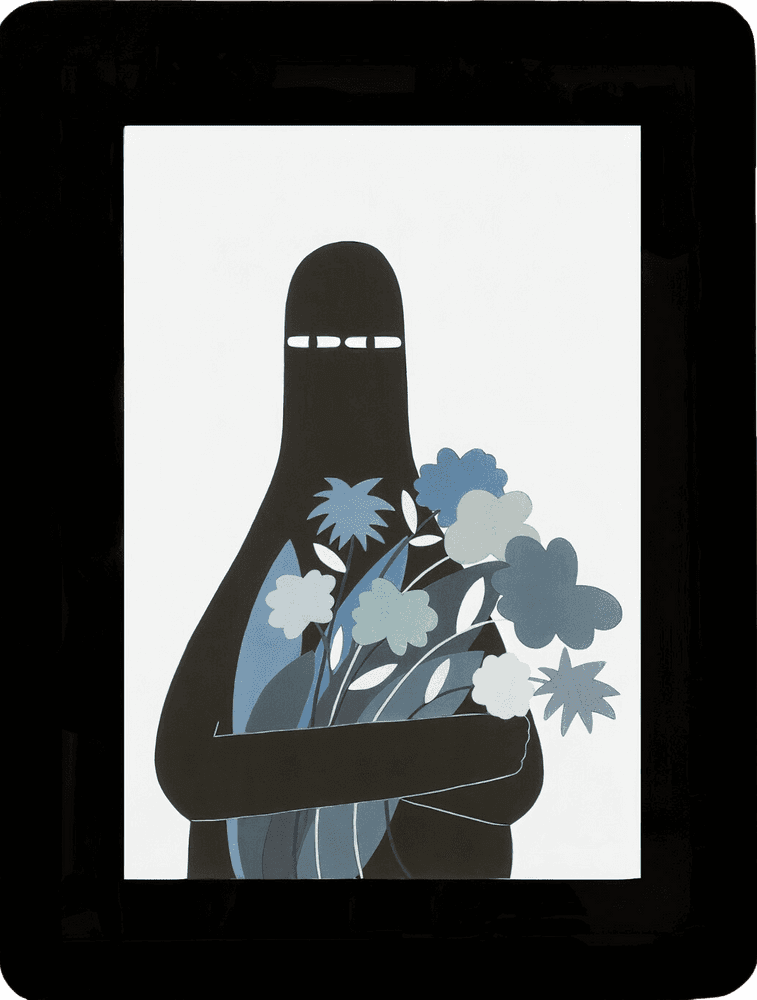 Artwork - LUV with Gray Flowers (Framed)