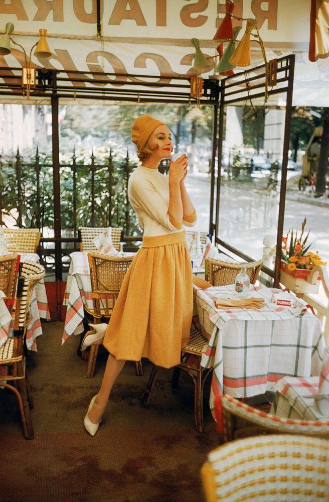 Artwork - Model in Yellow in Paris Cafe