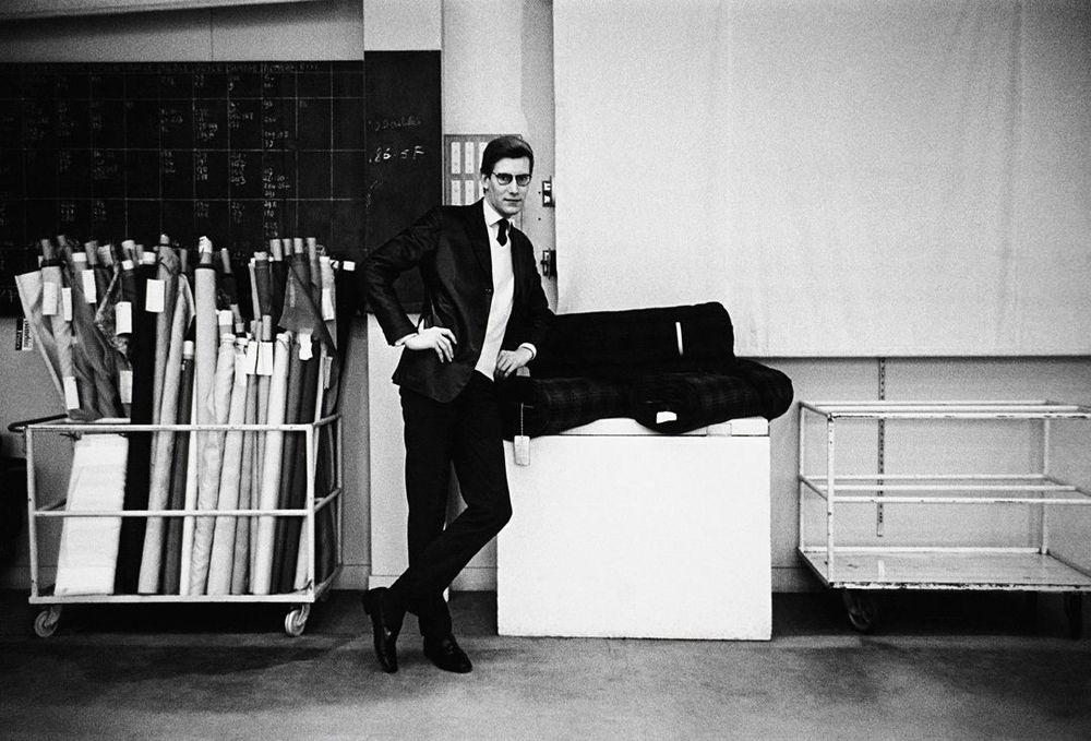 Artwork - Yves St. Laurent With Bolts of Fabric, 1960