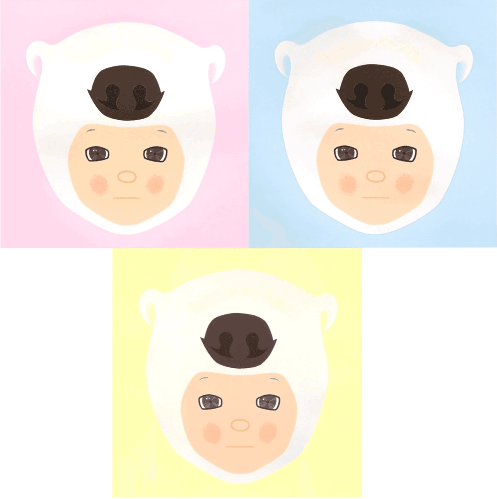Artwork - White Bear Prints Set (Pink/Blue/Yellow)