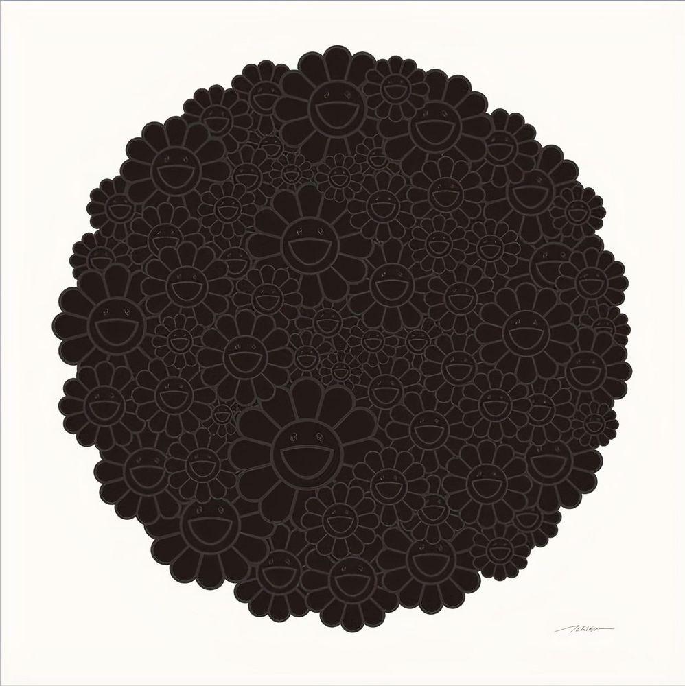 Artwork - Black Flowers Round