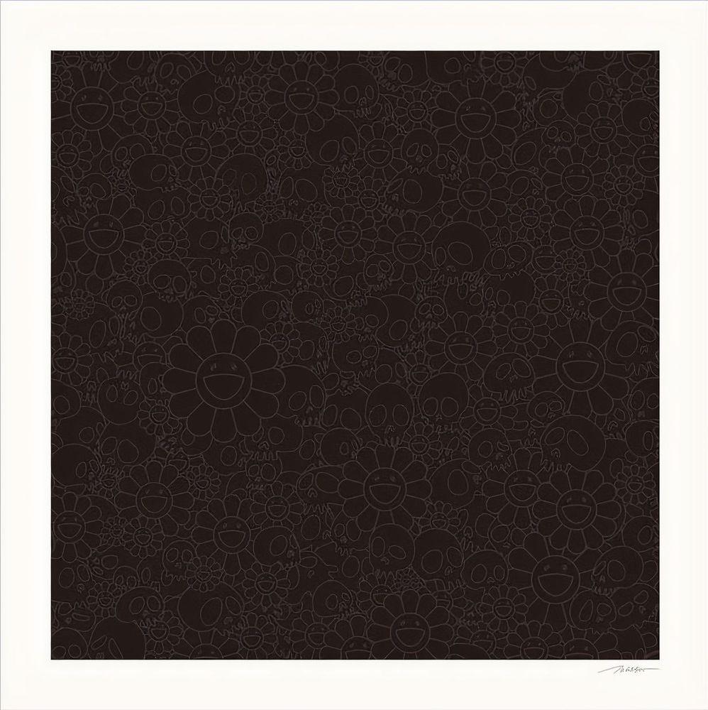 Artwork - Black Flowers & Skulls Square