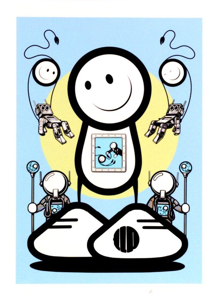 Artwork - Lad Flanked By Minions (Blue)
