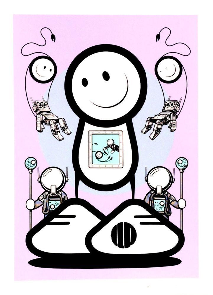 Artwork - Lad Flanked By Minions (Purple)